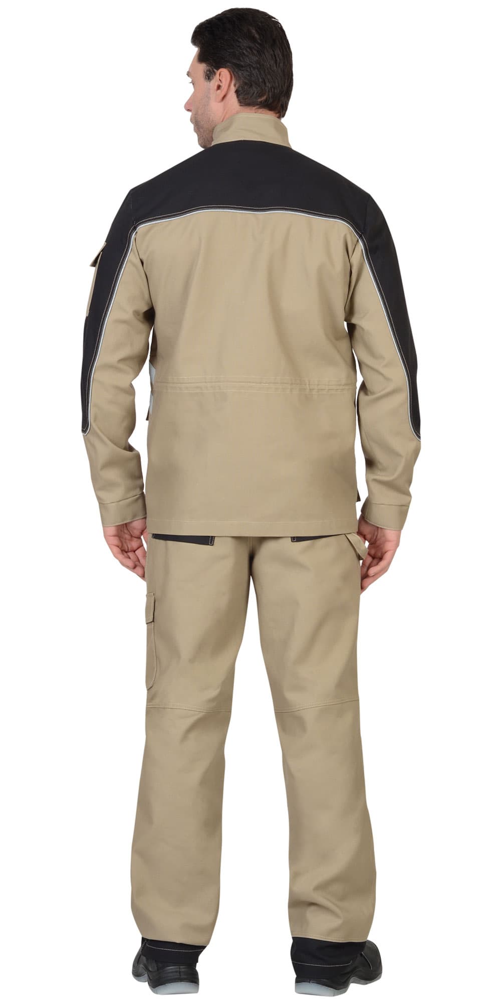 Костюм СИРИУС-ВЕСТ-ВОРК куртка дл, п/к песочный с черным, 275 г/м2, 65%ПЭ, 35%ХБ — фото 2