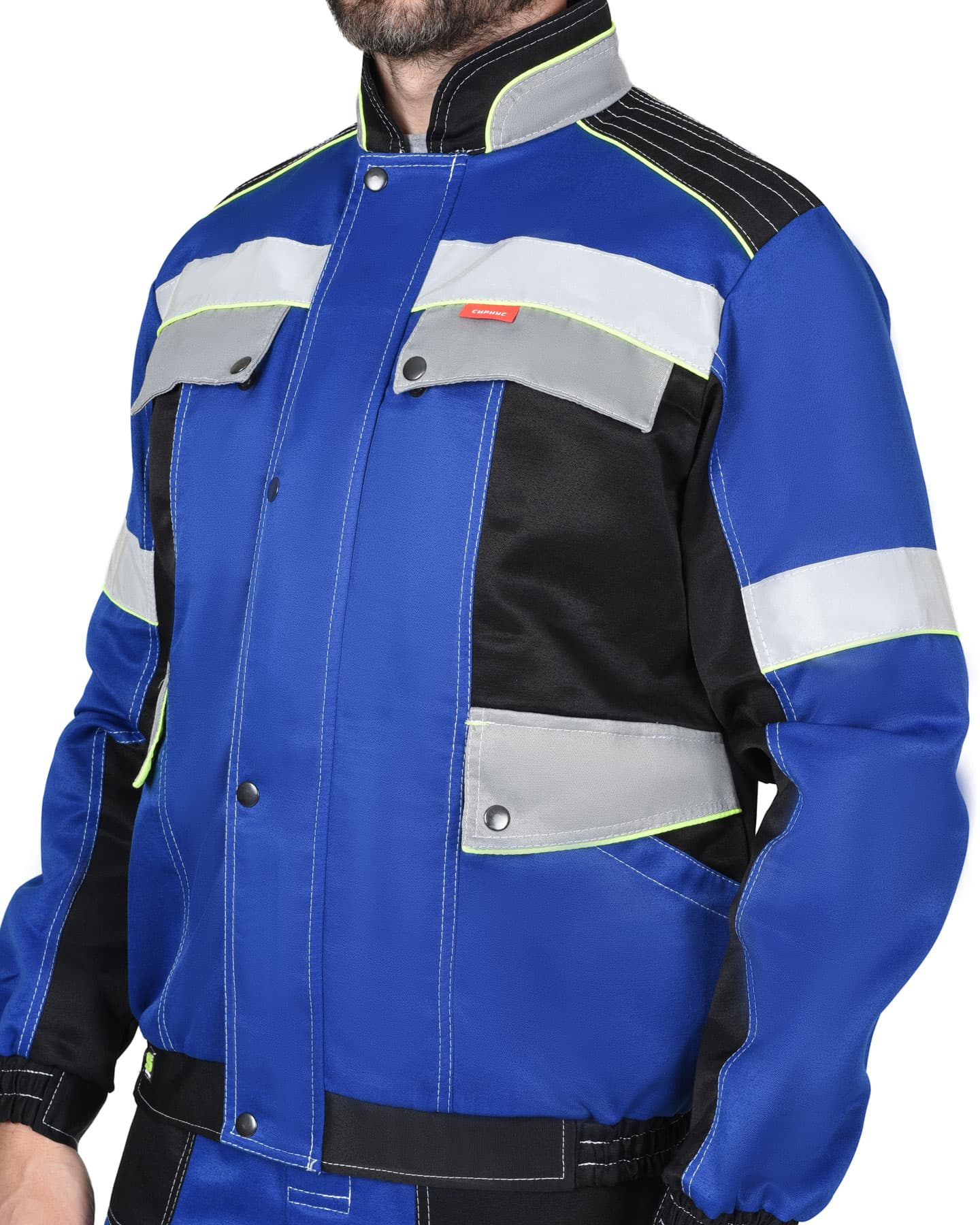 Костюм СИРИУС-ПОЛИНОМ куртка, п/к, василек с черным и СОП, 245 г/м2, 80%ПЭ, 20%ХБ — фото 6