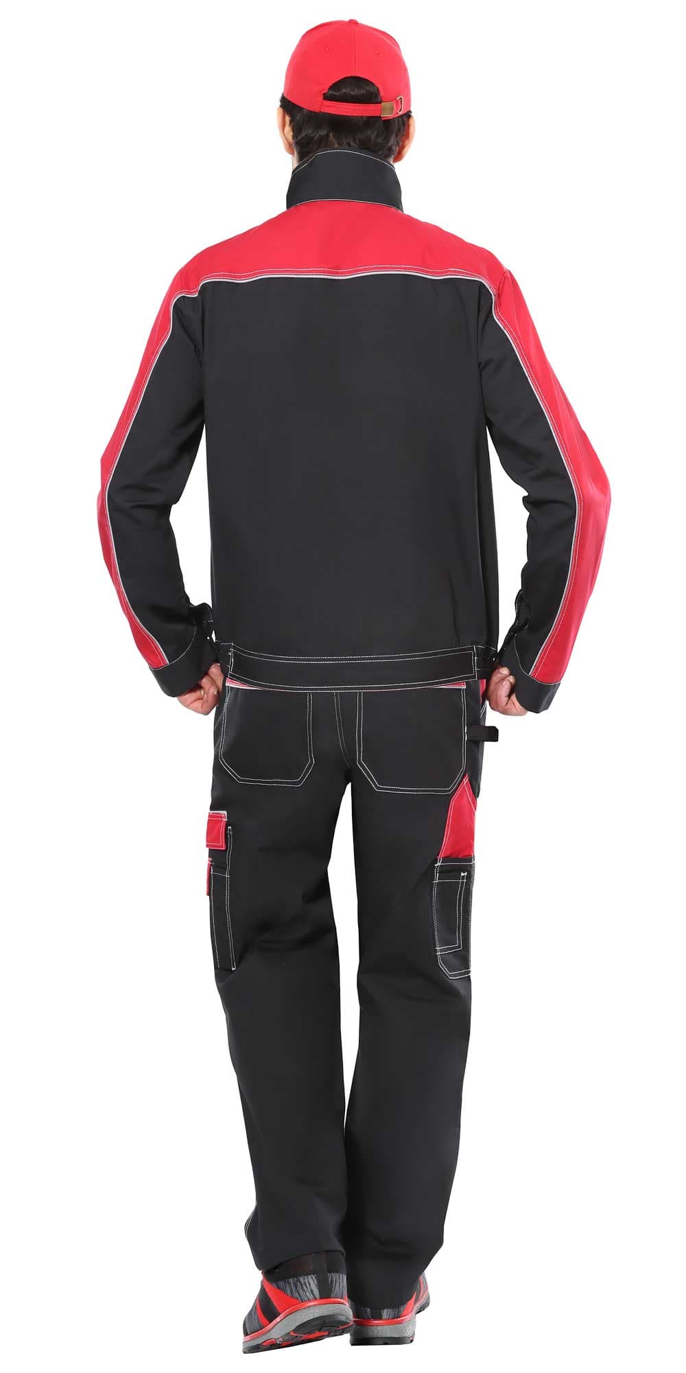 Костюм СИРИУС-АГАТ куртка, п/к черный с красным пл. 260 г/кв.м. ВО отделка — фото 2