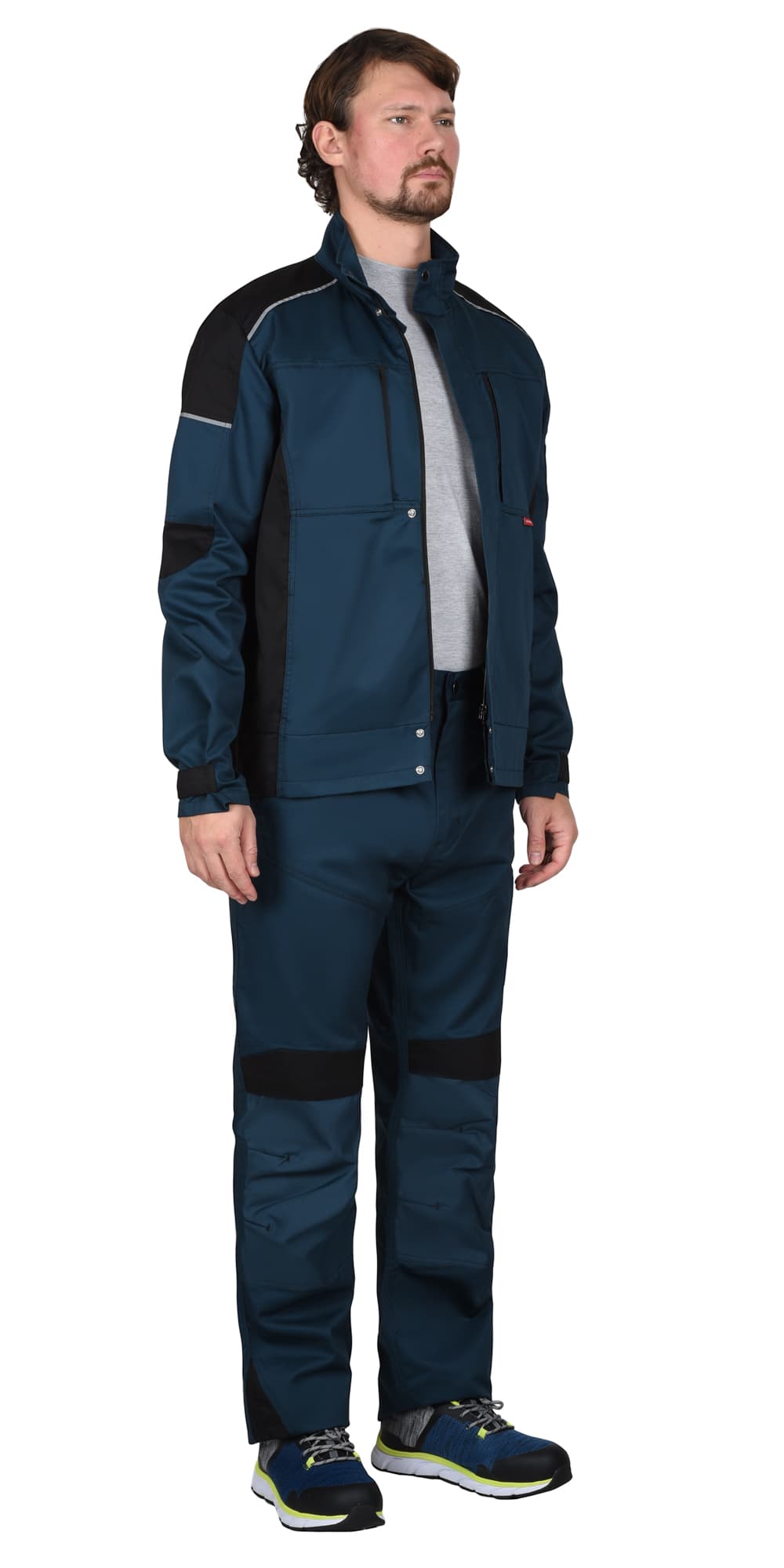 Костюм СИРИУС-ЦИТРИН куртка, брюки, морена с черным, 245 г/м2, 65%ПЭ, 35%ХБ